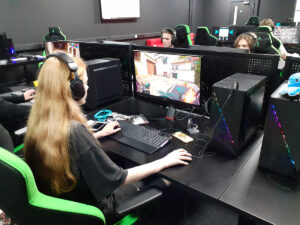 Female student playing Esports