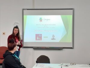 A representative from Compass Recovery College present their Managing Anxiety workshop to Health and Social Care students.