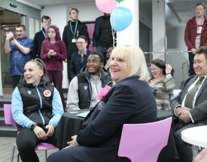 Reading Football Club players Lily Woodham and Baba Rahman and other special guests watching the entertainment at the presentation evening