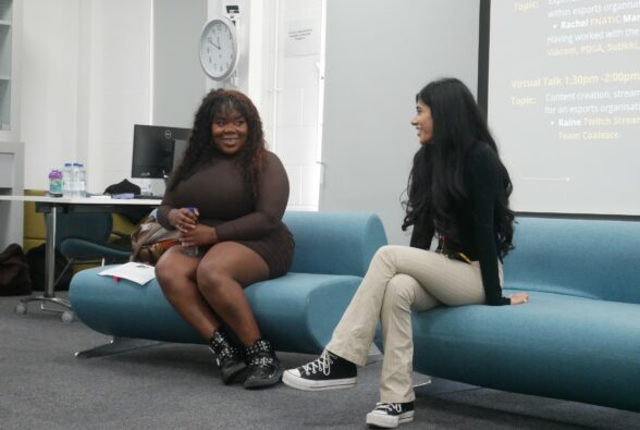 Cassie Hughes and Davina Jethwa take part in a panel