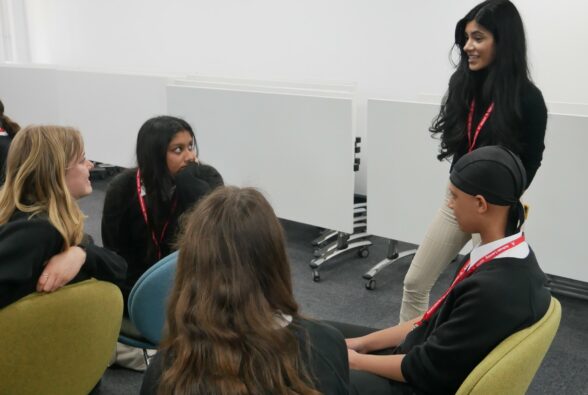 Davina Jethwa chats to pupils from Highdown School and Sixth Form Centre