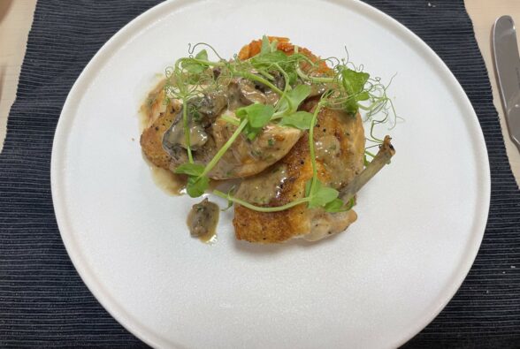 Chicken Supreme, Wild Mushroom Sauce, Potato Hash
