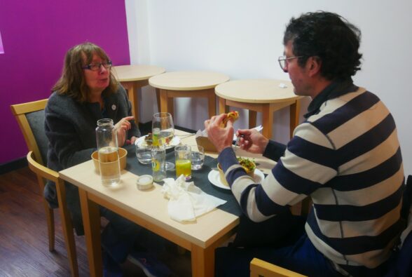 First time diners, Carol and Graeme Clayton, from Tilehurst, were tucking into sticky teriyaki chicken burger, pulled pork bao buns, served with pickled shallots, chilli and coriander, and halloumi fries, served with harissa dip in The Kitchen.