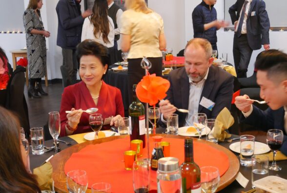 Guests enjoying dessert at the Chinese New Year Banquet at Reading College