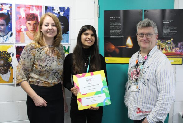 Michelle Parks, Group Director of Reading College with Ashleen Kaur, and Phillip Trivett, GCSE English Teacher, Activate Learning