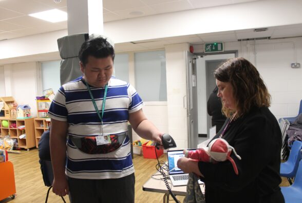 A student called Joey scanning a doll