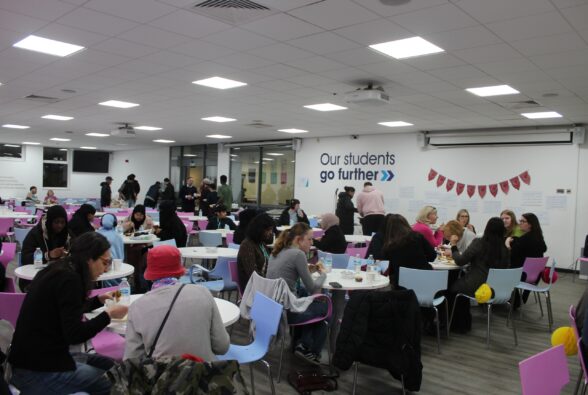 Students and staff enjoying the Community Iftar Meal at Reading College and University Centre