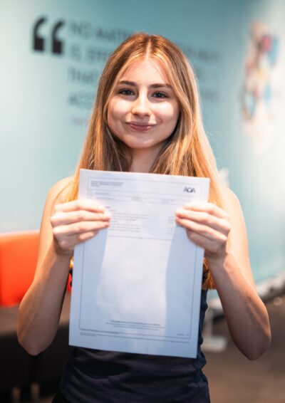 Alice Worsfold celebrates her A Level results