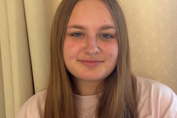 Ameilia Elmes celebrates her T Level results.