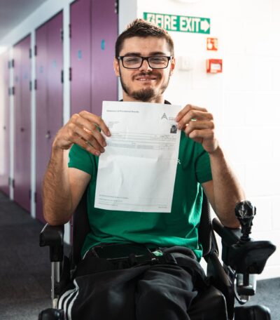 Craig Rolfe celebrates his GCSE results