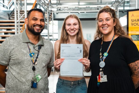 Michael DePass, Behaviour and Welfare Officer Access to HE student Mia Rose and Katie Wilder Group Learning Support Team Leader